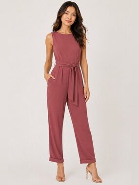 Lost April Sleeveless Jumpsuit with Back Straps in Terracotta - SIZE L